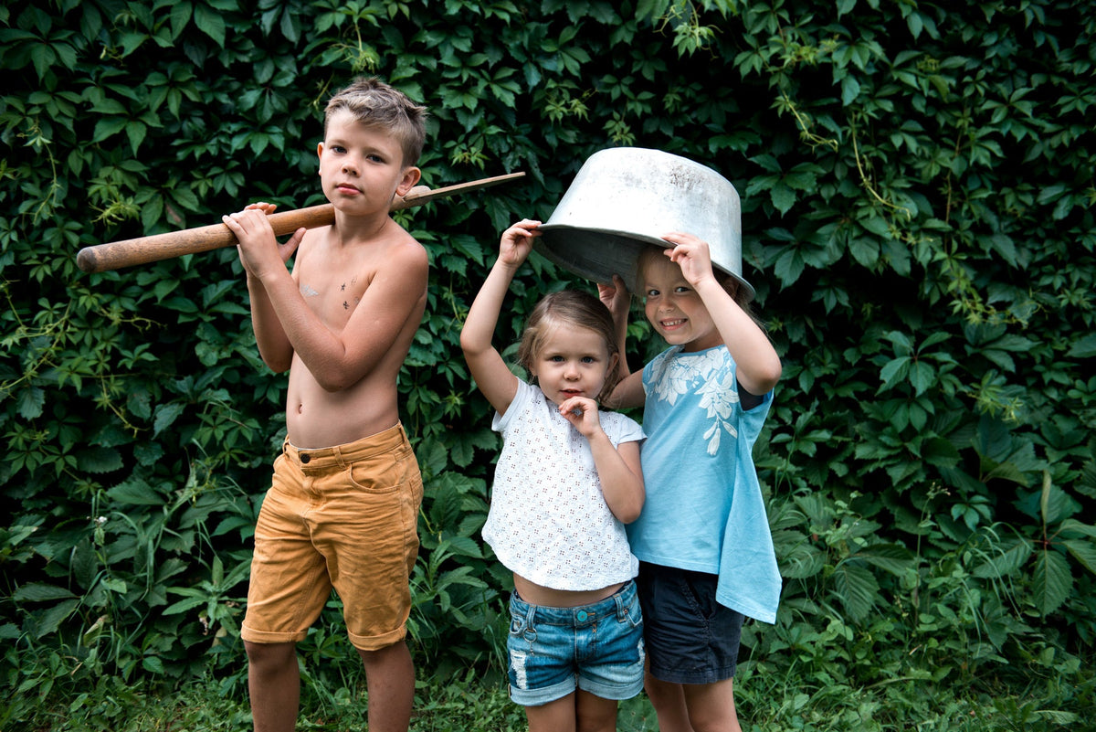 free range kids in woods