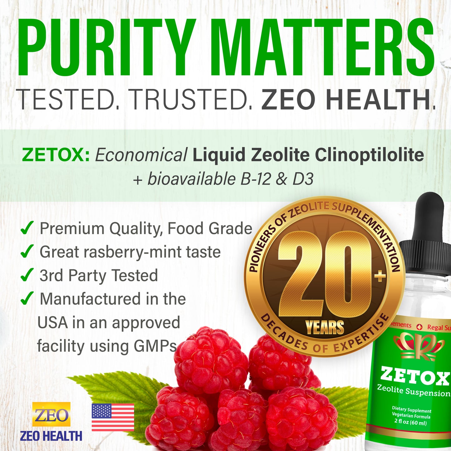 Zetox - Liquid Zeolite Suspension with Methyl B-12 & D-3 for Convenient Daily Detox, Energy, Mental Clarity & Immune Support