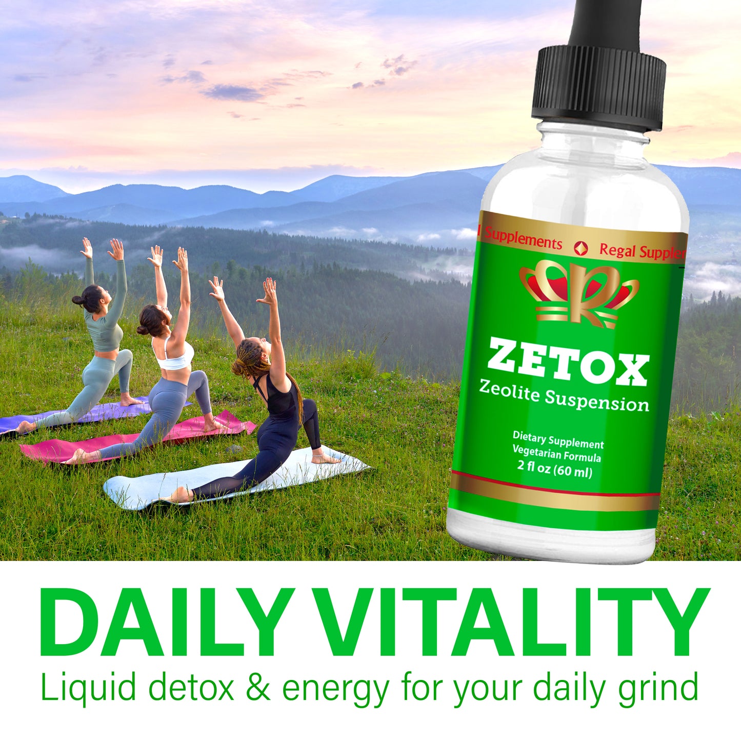 Zetox - Liquid Zeolite Suspension with Methyl B-12 & D-3 for Convenient Daily Detox, Energy, Mental Clarity & Immune Support