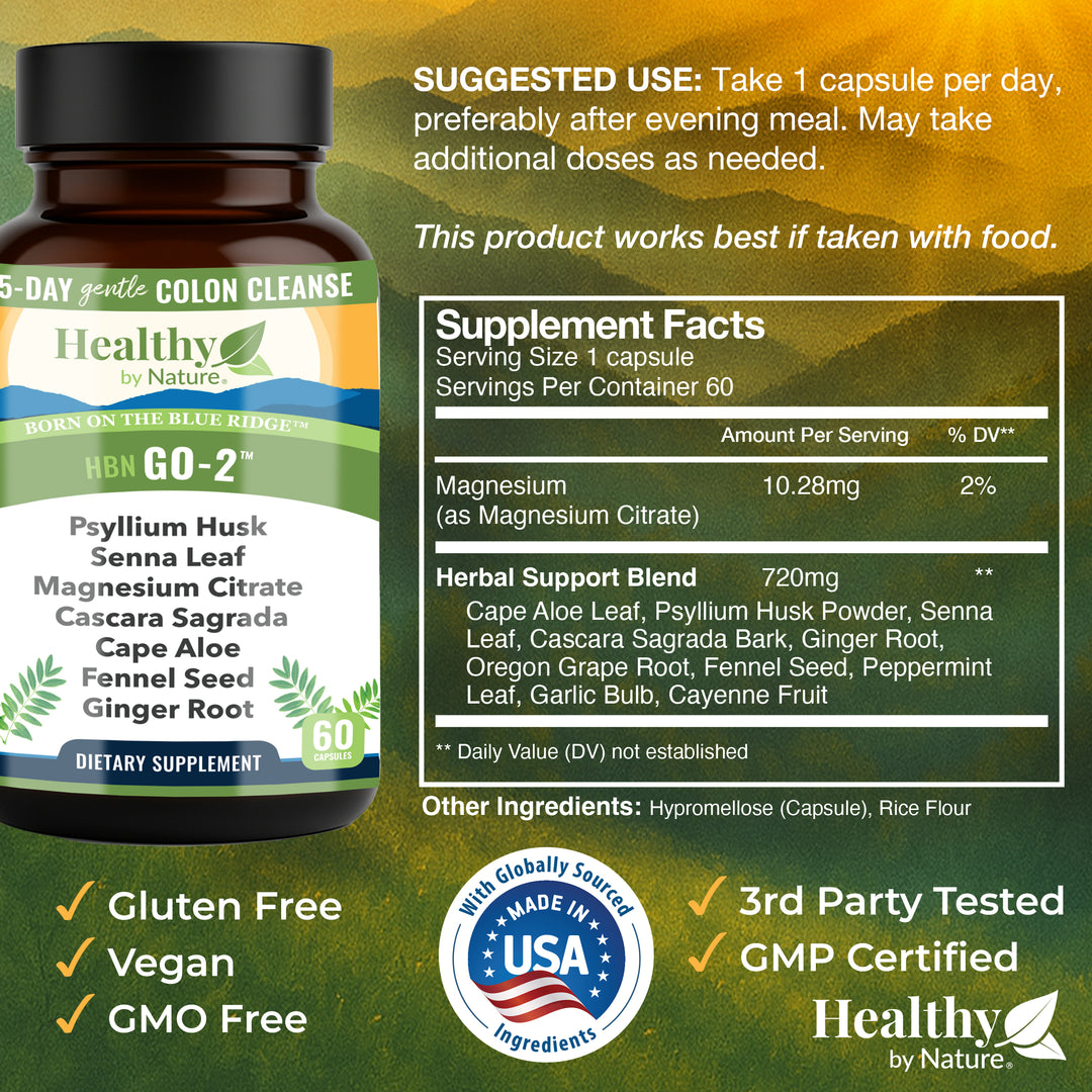 GO-2™ Advanced Colon & Gut Cleanse, Gentle Herbal Laxative and Stool Softener