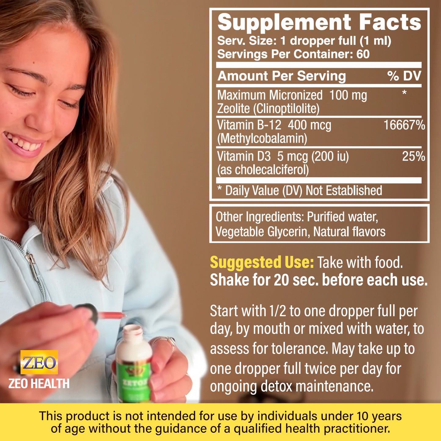 Zetox - Liquid Zeolite Suspension with Methyl B-12 & D-3 for Convenient Daily Detox, Energy, Mental Clarity & Immune Support