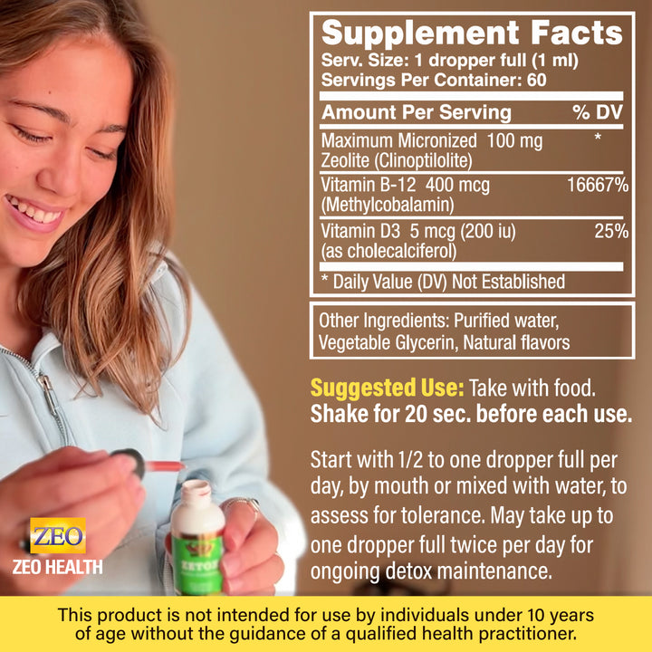 Zetox Liquid Zeolite Detox Methyl B-12 & D-3