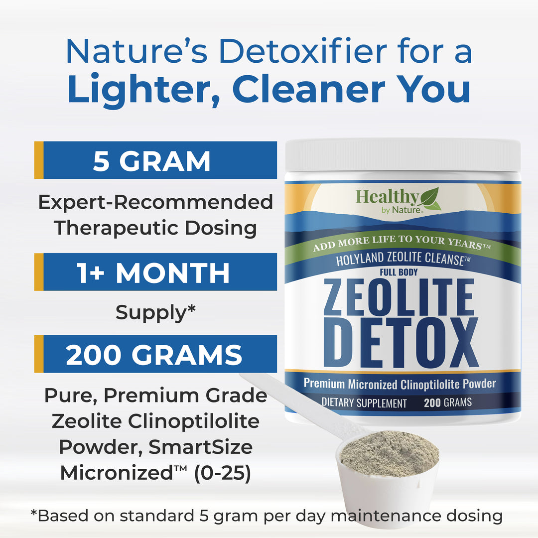 HolyLand Zeolite Cleanse - Zeolite Detox Powder 200 Gram Clinoptilolite Natural Activated Micronized Full Body Detox