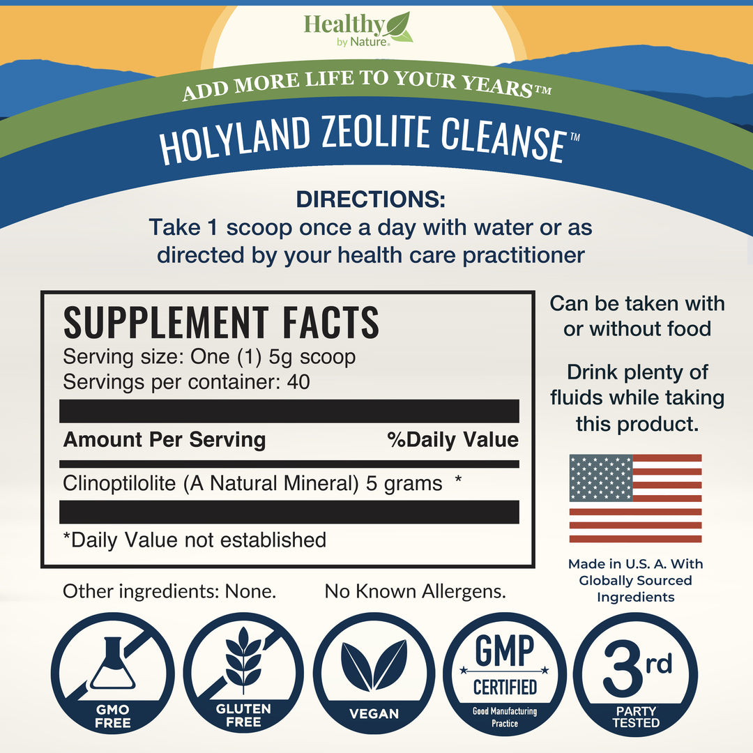 HolyLand Zeolite Cleanse - Zeolite Detox Powder 200 Gram Clinoptilolite Natural Activated Micronized Full Body Detox