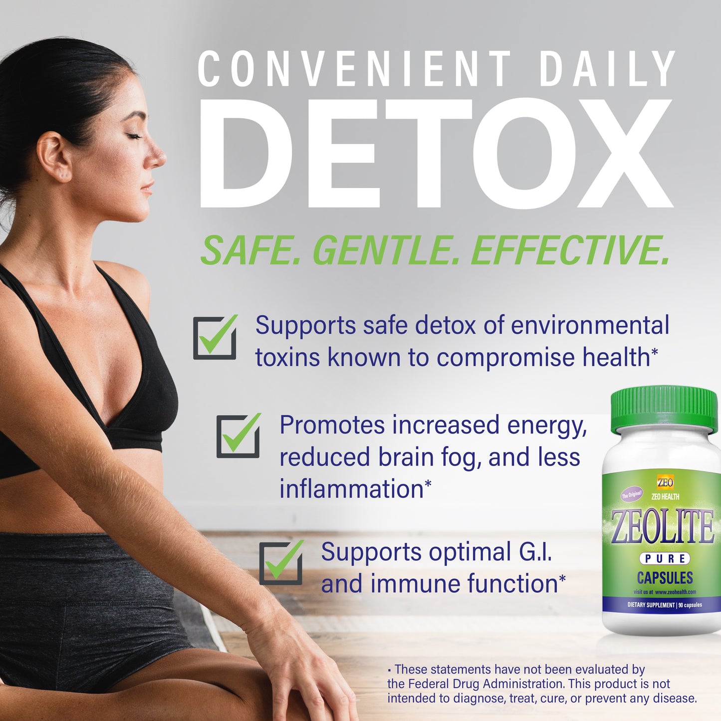 Zeolite Pure Capsules - Easy to Take & Convenient for Daily Detox & Detox Maintenance