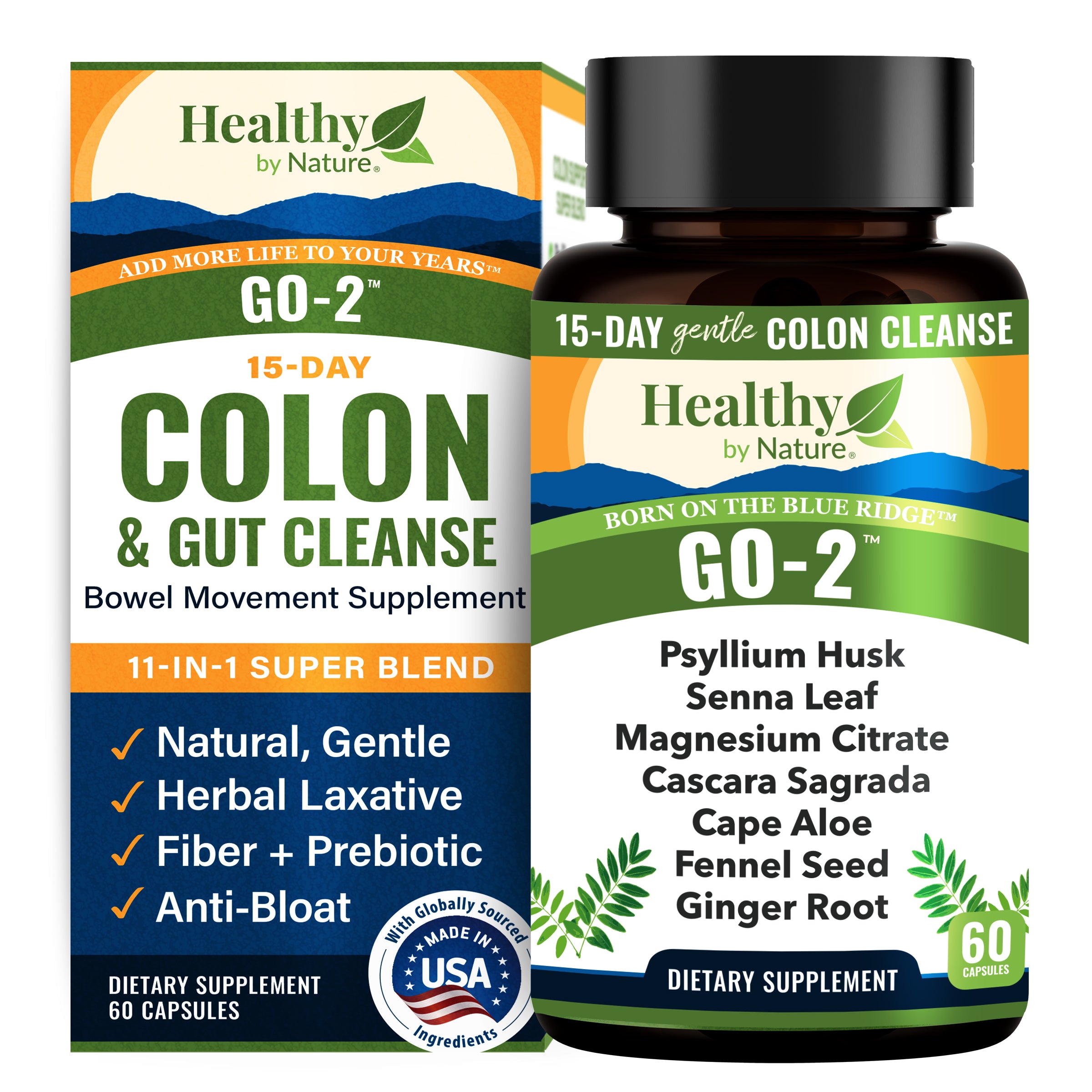 GO-2™ Advanced Colon & Gut Cleanse, Gentle Herbal Laxative and Stool Softener