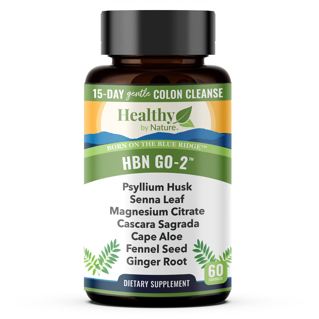 HBN GO-2™ Advanced Colon & Gut Cleanse - Gentle Herbal Laxative - with Psyllium Husk, Senna Leaf, Magnesium Citrate, Cascara Sagrada, Cape Aloe, Fennel Seed and Ginger Root (60 Capsules)