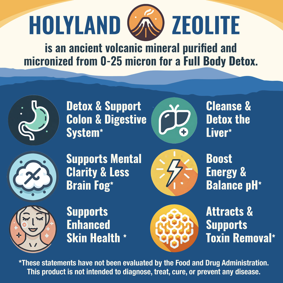 HolyLand Zeolite Cleanse - Zeolite Detox Powder 200 Gram Clinoptilolite Natural Activated Micronized Full Body Detox