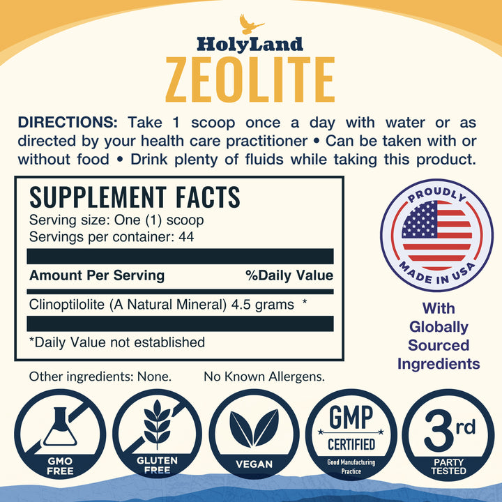 HolyLand Zeolite Cleanse - Zeolite Detox Powder 200 Gram Clinoptilolite Natural Activated Micronized Full Body Detox