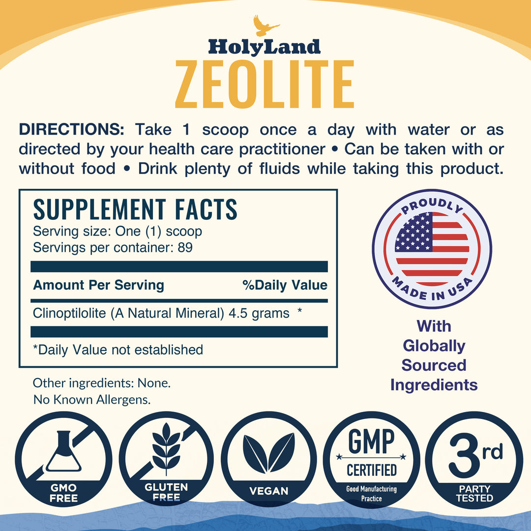 HolyLand Zeolite Cleanse - Zeolite Detox Powder 400g Clinoptilolite Natural Activated Micronized Full Body Detox