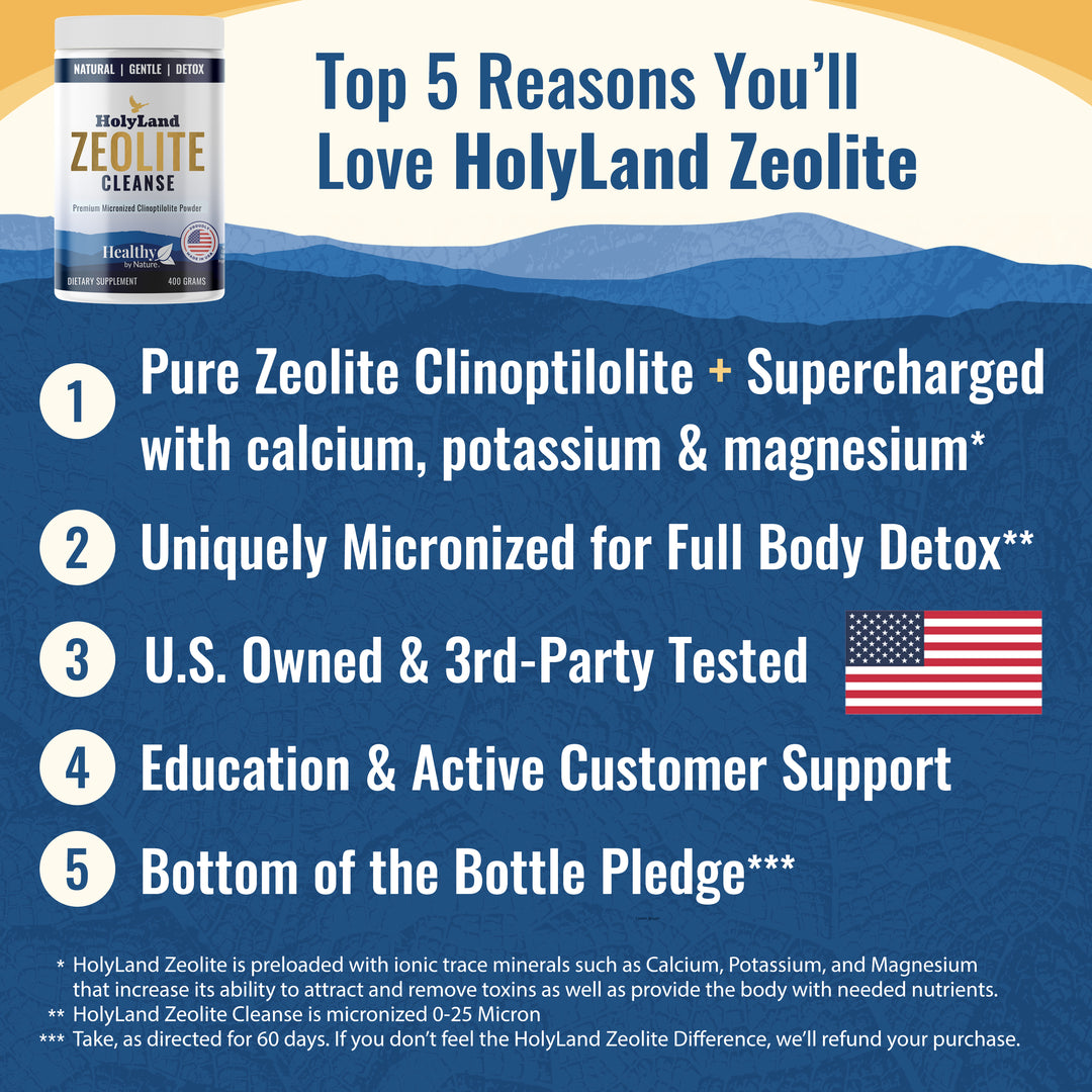 HolyLand Zeolite Cleanse - Zeolite Detox Powder 400g Clinoptilolite Natural Activated Micronized Full Body Detox