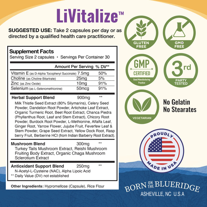 LiVitalize™ 28-in-1 Liver Health Support with Milk Thistle, NAC & Functional Mushrooms