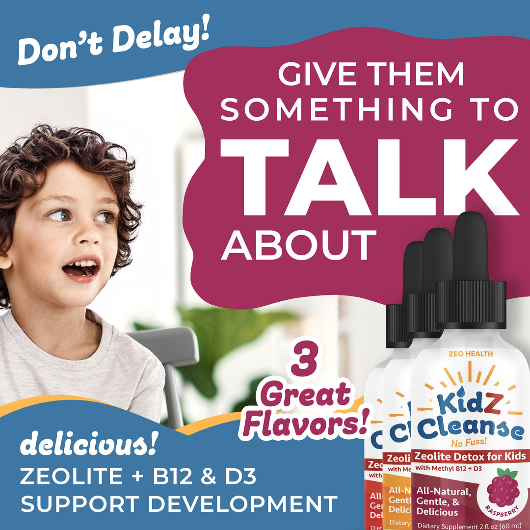 Kidz Cleanse | Zeolite Detox for Kids | Development, Behavior, Energy and Gut Health Support Supplement | Easy to Take, Pure Liquid Zeolite Drops + Methyl B12 + D3 - 2oz