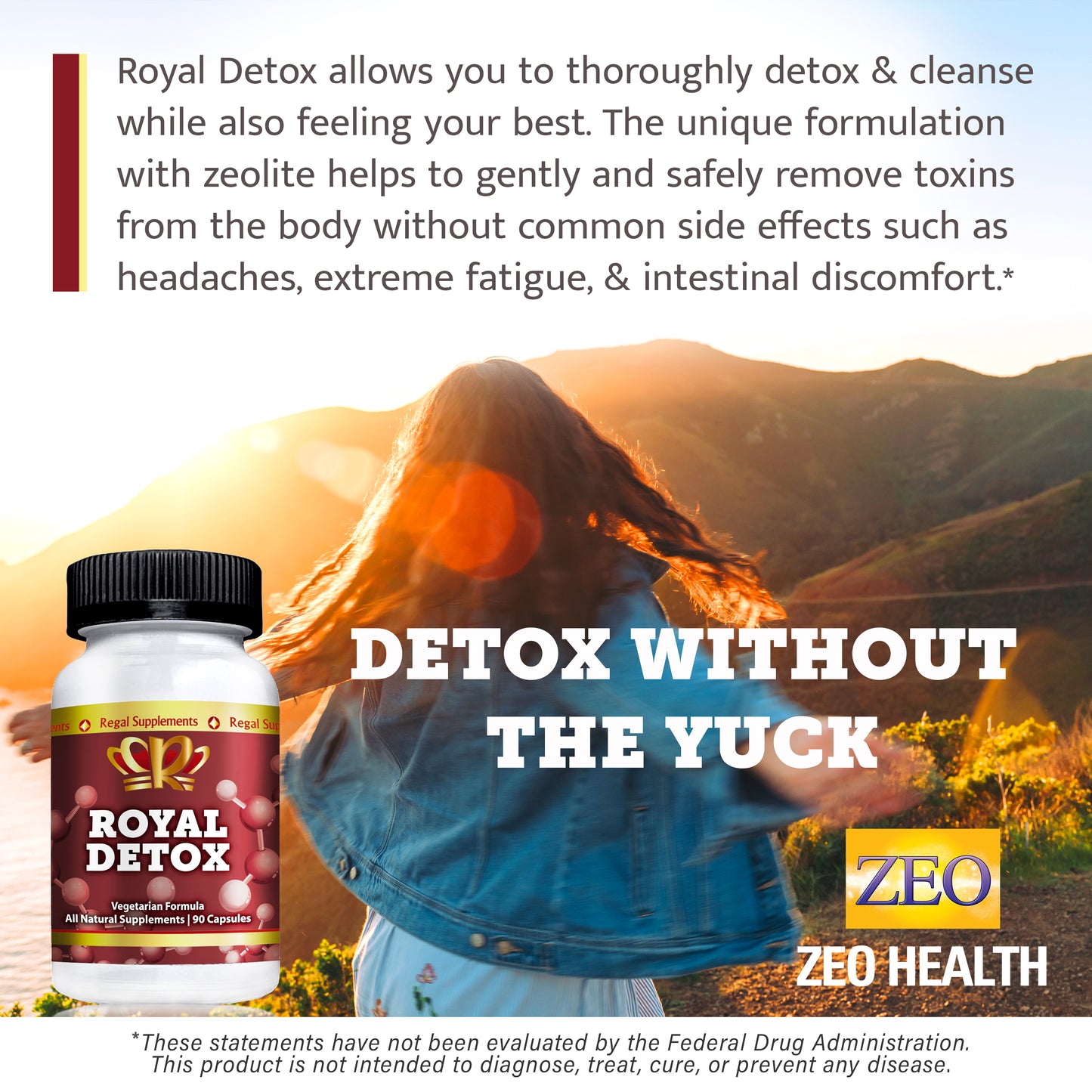 Royal Detox - Complete, Balanced, & Thorough Detox with Cilantro, Chlorella, Zeolite, Spirulina & Apple Pectin (90 Capsules)