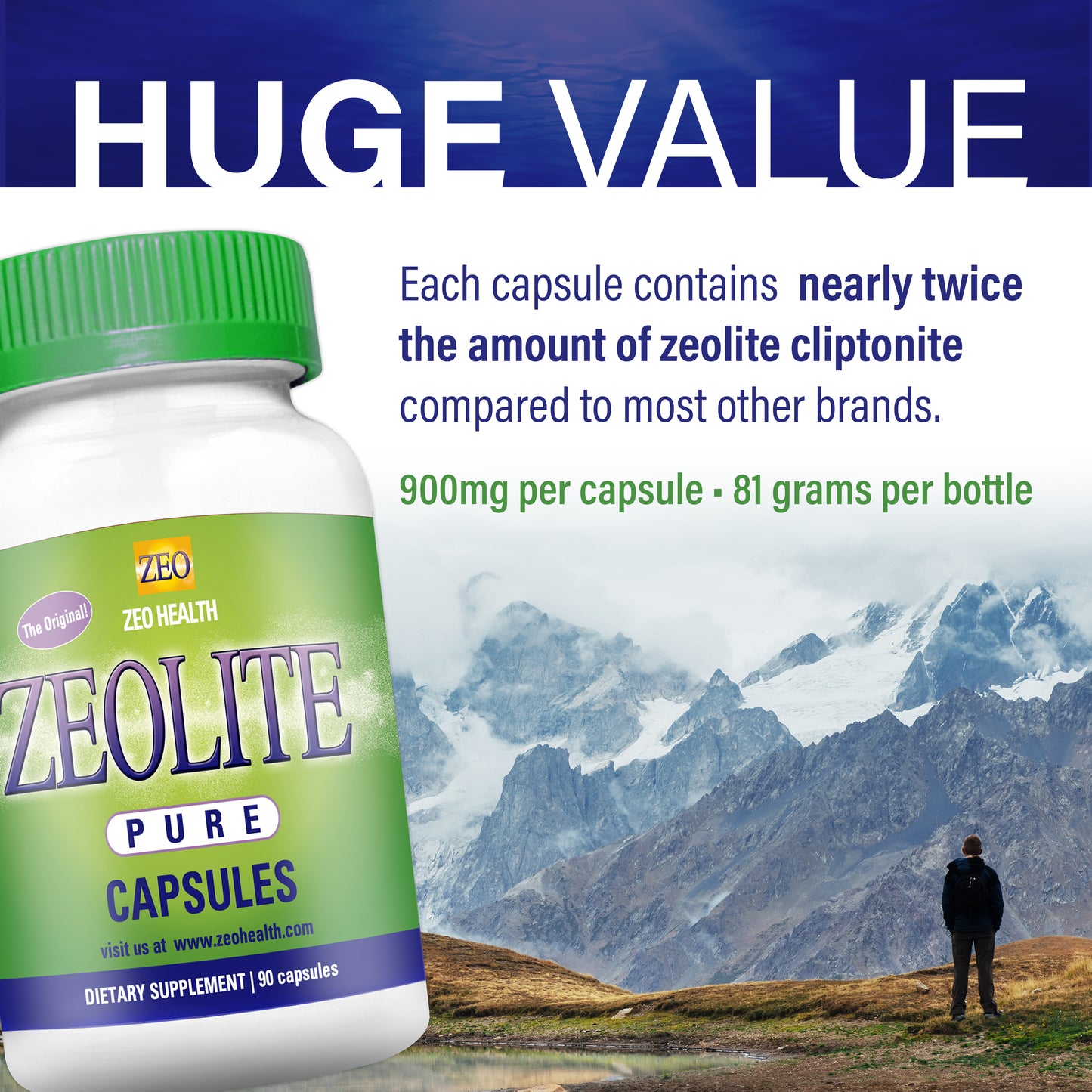 Zeolite Pure Capsules - Easy to Take & Convenient for Daily Detox & Detox Maintenance